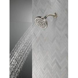 Delta Faucet 8-Spray Touch-Clean Shower Head Brushed Nickel, Delta Shower Heads, Showerhead, Brushed Nickel Shower Head, 2.5 GPM Water Flow, Stainless 75898CSN