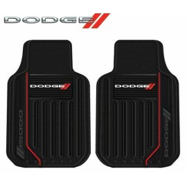 Mopar Front & Rear DODGE LOGO Floor Mats Rubber All Weather Factory Liners Black Red