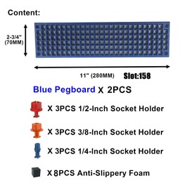 FREE ZONE - Bit Organizer Set (Blue) | 158 Hole Bit Storage | 1/4 Inch Hex Bit & Drive Bit Adapter Storage | Screwdriver Bit Organizer | Toolbox Organizer | Tools are Not Included