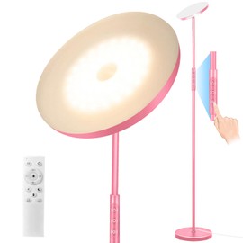 mukuxin Pink Floor Lamp, 40W Super Bright Floor Lamps for Living Room Bedroom with Remote & Timer, Torchiere LED Floor Lamp 2700K-6500K Stepless Dimmable, Tall Standing Light Works with Smart Plug