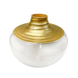 IHI EST. 1986 Elegant Flower Vases From the Royal Crystal Collection 9 x 9 Inch Gold Foil Twister