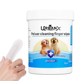 UrbanX PET Ear Finger Wipes for BoShih and Other Mixed Breed Dogs Ear Cleaner, Ear Wipes for Dogs - Remove Ear Wax, Debris - Soothes & Deodorizes, Relieves Ear - 50 Count
