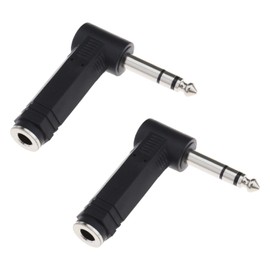 VGOL 2PCS 1/4 Inch 6.35mm Right Angle Stereo Male Plug to 1/4 Inch 6.35mm Stereo Female Jack Audio Adapter for Electric Guitar Mixer Loudspeaker KTV Equipment