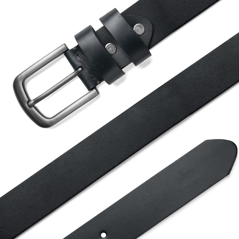 Latocco Leather Belts for Men, Black, 42