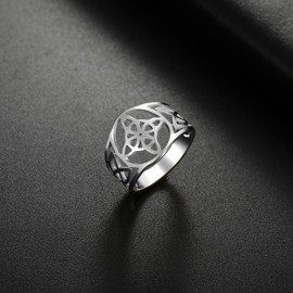 Dreamtimes Ring with Witch Knot Ring Stainless Steel Ring with Celtic Amulet Ring with Geometric Knot Vintage Jewellery Stackable Ring Irish Jewellery Gifts for Women, Stainless Steel, Not applicable.