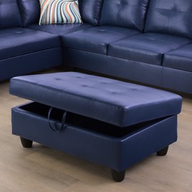 A Ainehome Sectional Sofa for Living Room, Ottoman, Modern Faux Leather Storage Ottoman for Living Room Furniture Sets, Apartment and Small Space(Size:35‘’x23.5‘’x17.5‘’H, C-Silver Green)