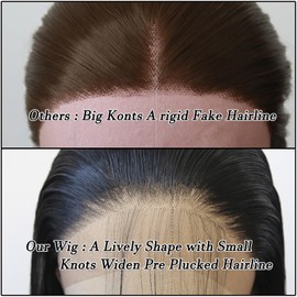 BTWTRY Black Synthetic Lace Front Wig Long Straight Jet Black Lace Front Synthetic Wig Pre Plucked Natural Hairline Glueless Heat Resistant Fiber Hair Wig for Fashion Women (Black)