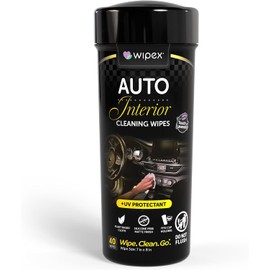 Wipex - Toallitas de limpieza para interiores de coche, con base en plantas, esencia de lavanda, seguras para vinilo, hule, plástico, piel, cromo, acabado mate no grasoso, protector UV, suministros