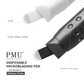 PMU Disposable Microblading Pen with U18 Needles for Permanent Makeup Manual Tattoo (Black)