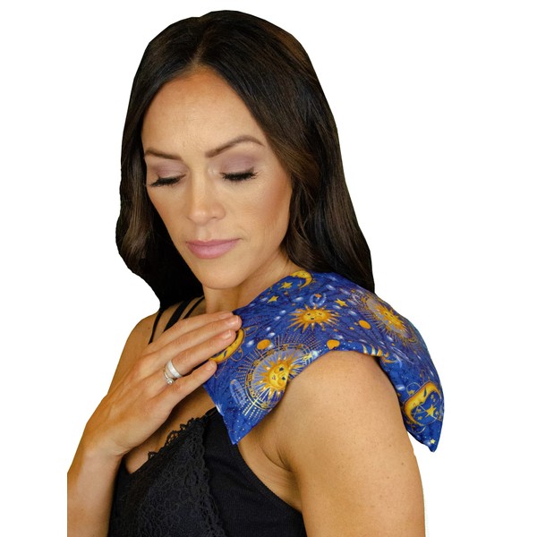 Nature's Approach Basic Herb Pack Rice Heating Pad Microwavable Reusable Heat Pack with Herbal Aromatherapy Fill, Freezer and Microwave Safe for Hot and Cold Therapy, Celestial Indigo