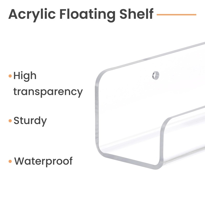 upsimples 6 Pack Clear Acrylic Shelves, 1.7" x12" Nursery Bookshelves,