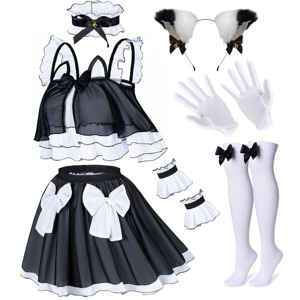 Wannsee Anime Crop-Top Maid Fancy Princess Skirt Cosplay Costume Furry