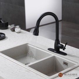 Kitchen Faucet with Pull Down Sprayer, High Arc Kitchen Sink Faucet with 2 Way Spray Single Handle Hot & Cold Water Faucet, 1 Hole/3 Hole