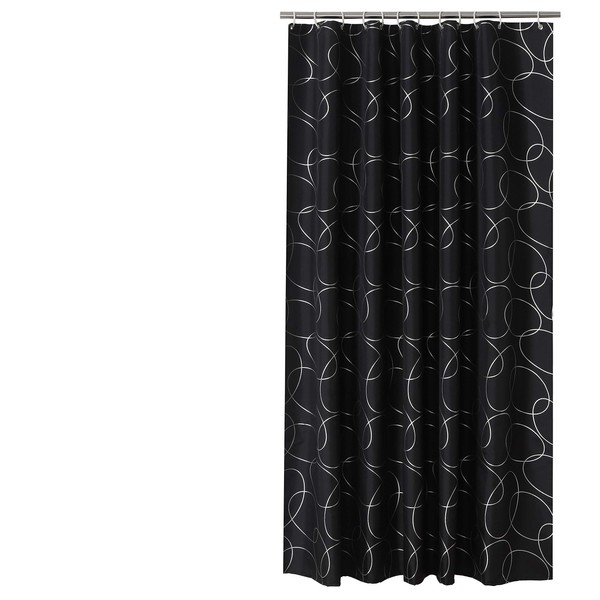 Sfoothome Polyester Fabric Shower Curtain Waterproof/No Mildews Bathroom Shower Curtains,Black Siliver Circle (180 * 200 CM)