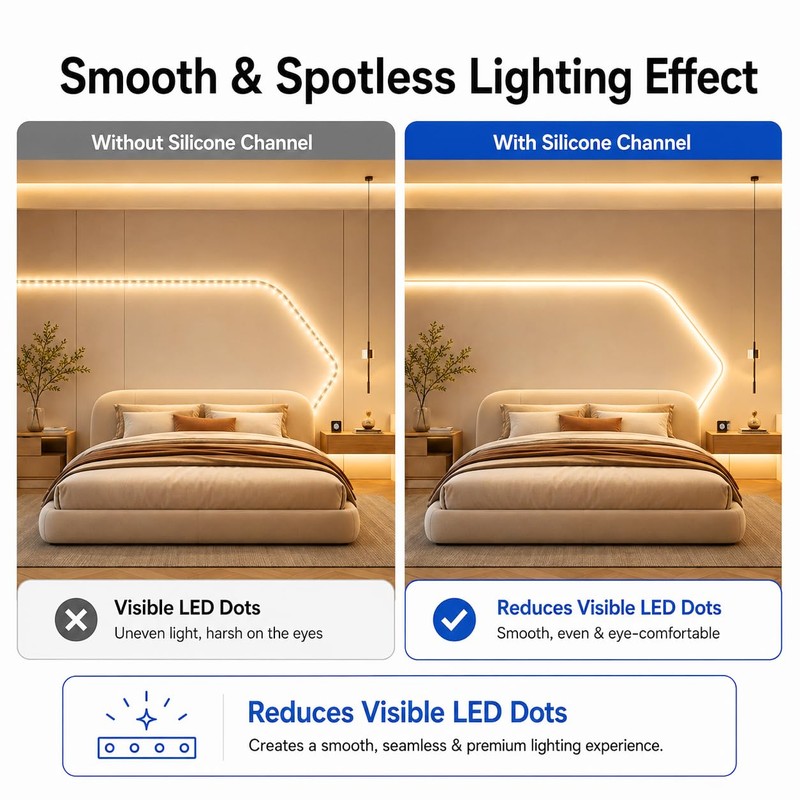 Silicone LED Channel System, 16.4FT Flexible LED Strip Light Cover,