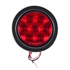 Qty 4-4" Inch Round Led Trailer Tail Lights Kit Red 7 LED Waterproof 4" Brake Stop Turn Tail Marker Trailer Lights Reflex Lens Sealed Flush Mount for Truck RV Boat UTE UTV 12V Grommet Plug Included