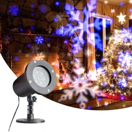 Vanthylit Christmas Projection Lights White and Blue Snowflakes Projector Outdoor and Indoor Waterproof LED Landscape Lighting for Christmas Garden House Party Decoration