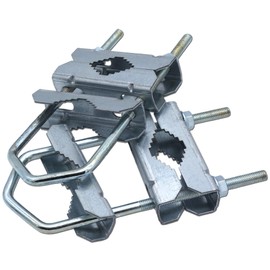 Double Pipe Clamp Set for Mast Clamps Made of High-Quality Steel 18 cm - Pipe or Mast Bracket up to 64 mm Made of Galvanised Steel for Antennas (Satellite, DVB-T2 Radio, LTE) Parasol, Weather Station