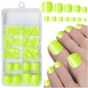 LuckForever Short Press on Toenails 240pc Glossy Neon Yellow Press