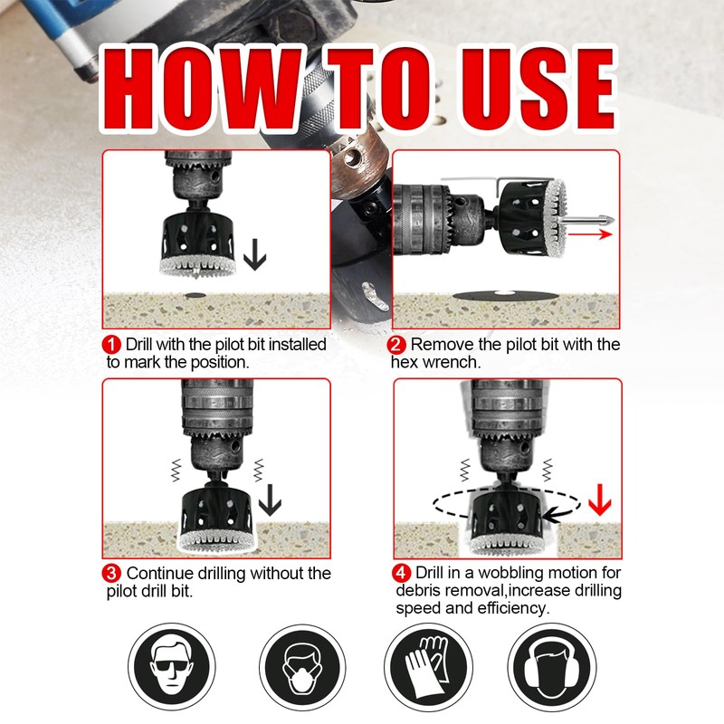 2Pcs 3/4 Inch Diamond Hole Saw with Pilot Drill Bit,
