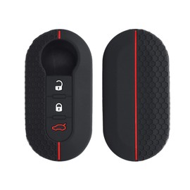 kwmobile Carcasa Compatible con Llavero de Fiat Lancia Llave de Coche Plegable de 3 Botones Funda - Funda para Mando de Coche de Silicona - Negro/Rojo
