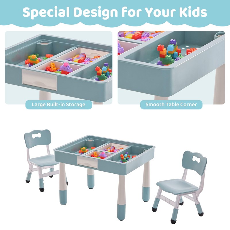 DOREROOM 4 in 1 Kids Table and 2 Chairs Set