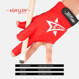 KONLLEN Breathable Billiard Pool Gloves, Shooters Carom Snooker Cue Sport Non-Slip Glove Fits on Left Hand Accessories (Pink, L)