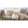 Fennco Styles Decorative Faux Mongolian Fur Throw Pillow (Ivory, 18"x18")