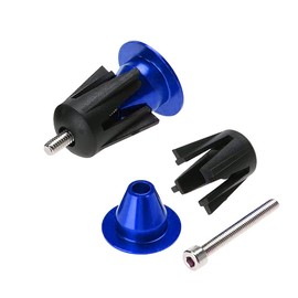 QitinDasen 2 Pairs Bike Handlebar End Plugs, Aluminum Bicycle Bar End Caps, for Road Bike, MTB, BMX (Silver + Blue)