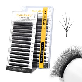NAGARAKU 5D Lashes, W Shape Eyelash Extensions VERSION 3.0 Soft Volume 0.07mm C Curl 8-12mm Mix Premade Fan Lashes Matte Black 5 Tips False Eyelashes Wheat Spike Shape
