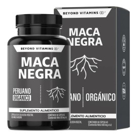 Maca Negra Peruana Orgánica 1000 Capsulas Suplemento Alimenticio Vegano Vitaminas Hombres Mujer Cápsulas Beyond Vitamins