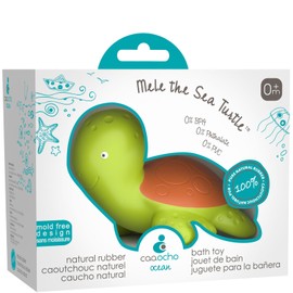 Pure Natural Rubber Baby Bath Toy - Mele The Sea Turtle - Without Holes, BPA, PVC, Phthalates Free, All Natural, Textured for Sensory Play, Sealed Bath Rubber Toy, Hole Free Bathtub Toy for Babies