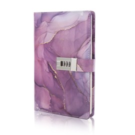 Marble Diary with Lock for Girls and Women, A5 Leather Locked Journal for Teen Girls, Secret Cute Password Lock Notebooks with Pen Holder for Travel Diary Office Notepad