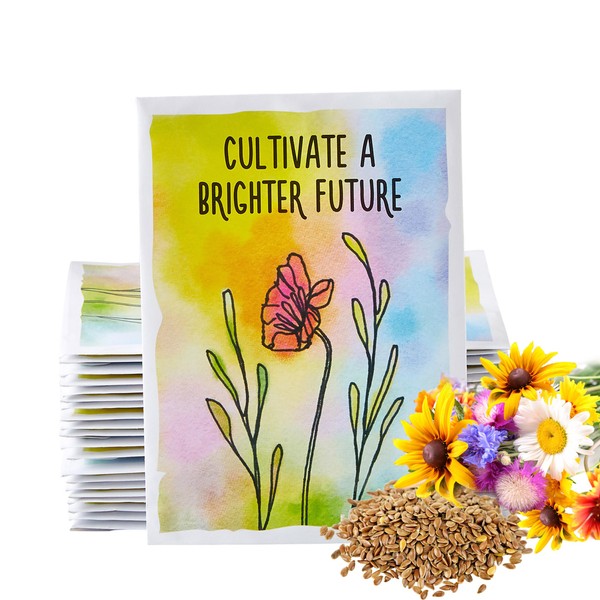 American Meadows Wildflower Seed Packets "Cultivate a Brighter Future" Regalos de fiesta para invitados (paquete de 20) - Mezcla de semillas de flores silvestres, plantas durante todo el año, regalo para azafatas, duchas, bodas, agradecimientos