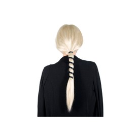 Black Leather Spiral Hair Wrap, 6-Inch, Decorative Beaded Chain Accessory