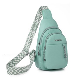 Myhozee Chest Bag Women's Sling Bag, PU Leather Crossbody Bag, Women's Small Shoulder Bag, Women's Shoulder Bags for Outdoor Sports, Hiking, Cycling, Mountaineering, Travel, Green-152, casual