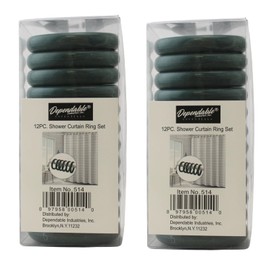 2-Pack 24-Piece Easy-Glide Round Locking Shower Curtain Rings: Durable & Stylish Solutions for Your Bathroom (Hunter Green)
