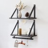 FRIADE Wall Wood Floating Shelves,Multifunctional PU Leather Strap Storage Shelves,Storage