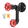 Tissting Industrial Pipe Red Handwheel Coat Hook Rack Heavy Duty