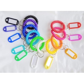 Wrist Keychain Key Tags- Spring Spiral Stretch Coil Wristband Key Ring Key Chain, for Gym, Pool, ID Badge,Keys(10 Set)