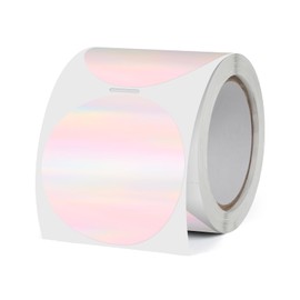 FINDAT Rainbow Holographic Thermal Labels Roll Waterproof Round 50mm Dot Labels Printable Vinyl Laser Thermal Stickers for Logo Design DIY Thank You QR 300pcs