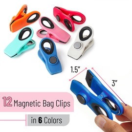 Mr. Pen- Magnetic Bag Clips, 12 Pack, Assorted Colors, Bag Clips, Bag Clips for Food, Magnet Clips, Chip Clips Bag Clips Food Clips, Chip Bag Clip, Clips for Food Packages, Clips for Fridge