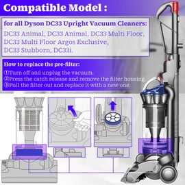 HASMX 921616-01 Filter, Exhaust Filter, HEPA Post Motor Filter Replacement for Dyson DC33 Upright Vacuum Cleaners, Replaces Part Numbers: 921616-01, 92161601 Round (1-Pack)