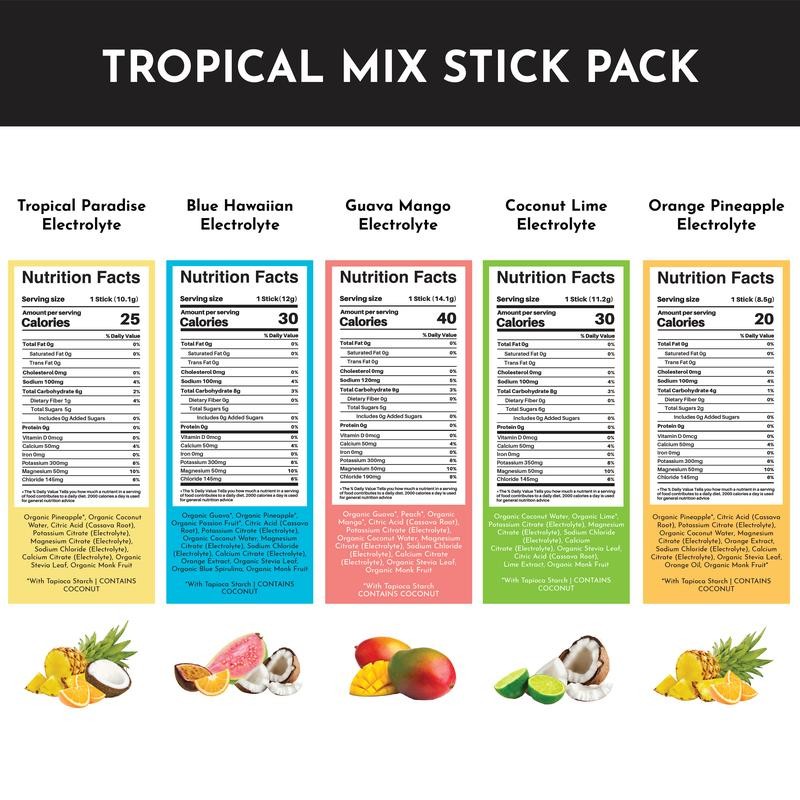 Just Ingredients Electrolyte Powder Tropical Mix Sample Pack, 5 Single