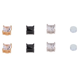 3 Pair Magnetic Stud Earrings Piercing Free Detox Painless Stainless Steel Zircon Black Gold Silver Clip On Earrings Square