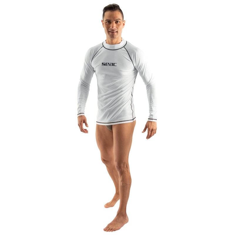 SEAC Men's Rash Guard T White, Long Sleeve, Sun Protection