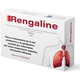 Rengaline – Tabletas para Tos Seca y con Flemas | Sin Somnolencia | Rápida Disolución Oral en Boca | 20 Tabletas de Fácil Absorción y Alivio Efectivo