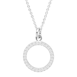 Silpada 'Brillante' Cubic Zirconia Open Circle Pendant Necklace in Sterling Silver, 18" + 2"