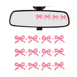 Zpana Car Rearview Mirror Sticker,3PCS Cute Bow Vehicle Rear View Decal, Waterproof Automotive Window Wall Door Protector Decoration Accessories, Universal for SUV, Sedan, Truck