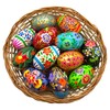 Rumikrafts Handpainted Wooden Easter Eggs (Set of 18, with Basket)